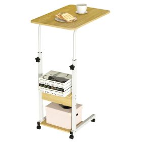 C Side Table Laptop Table Small Slim Snack Side Table for Couch Bed Sofa for Small Spaces Living Room Bedroom (Color: beige, size: 60_40cm)